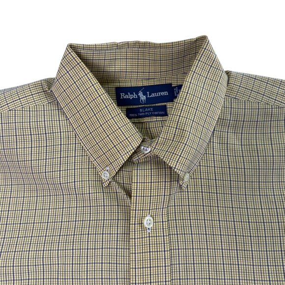 Ralph Lauren Mens Yellow Plaid Cotton Button-Down Shirt Long Sleeve Size L - Picture 3 of 8